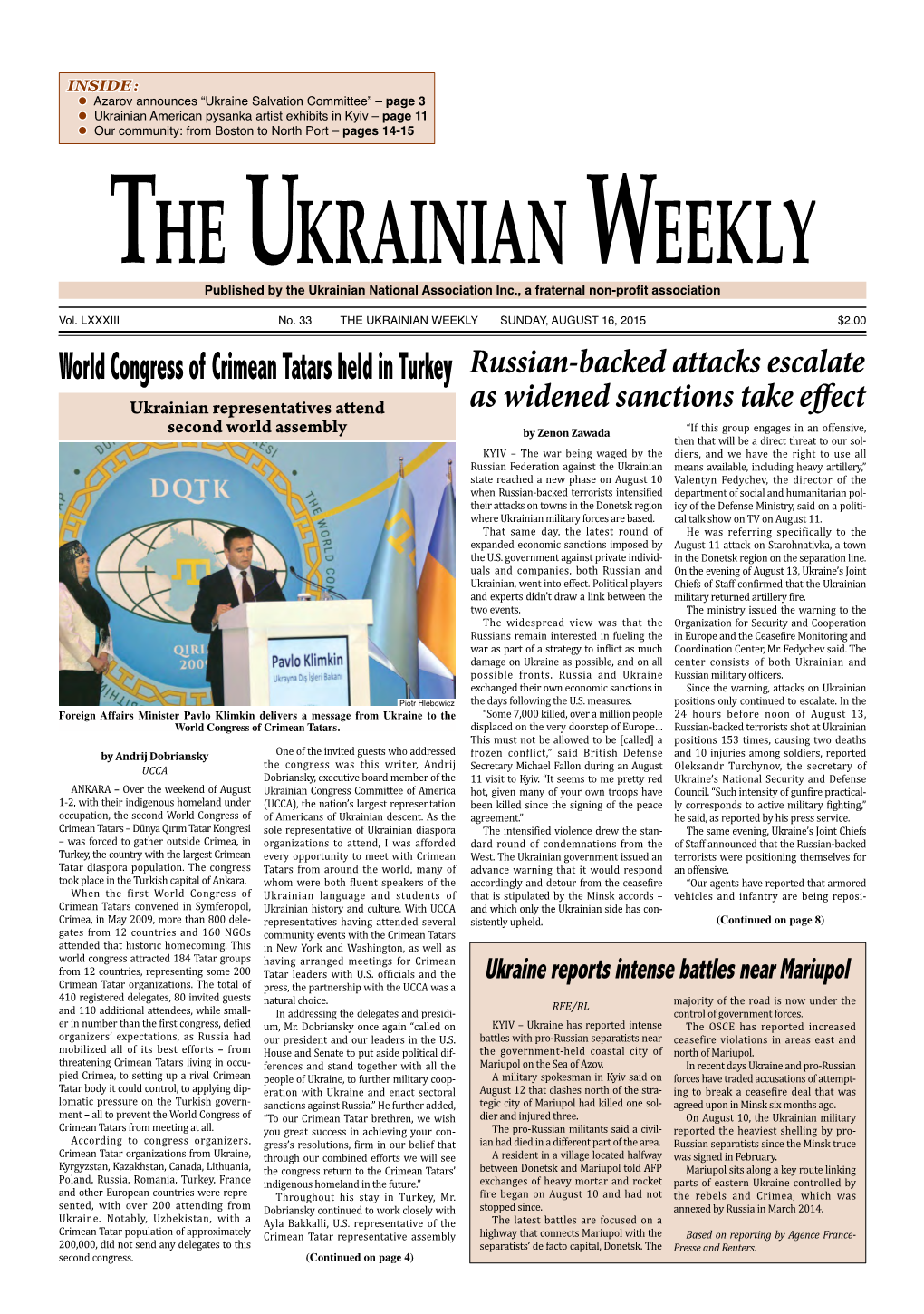 The Ukrainian Weekly, 2015