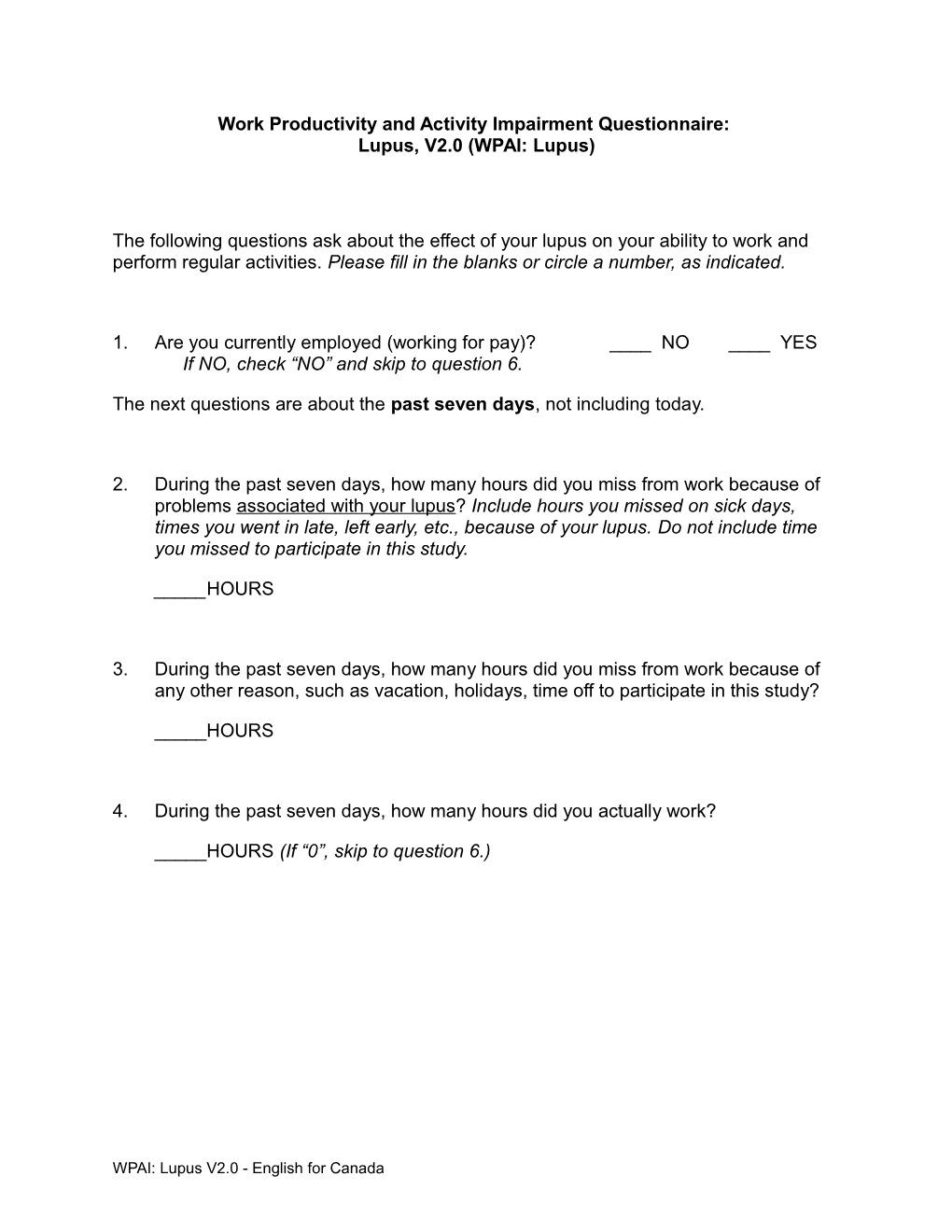 Work Productivity and Activity Impairment Questionnaire s1