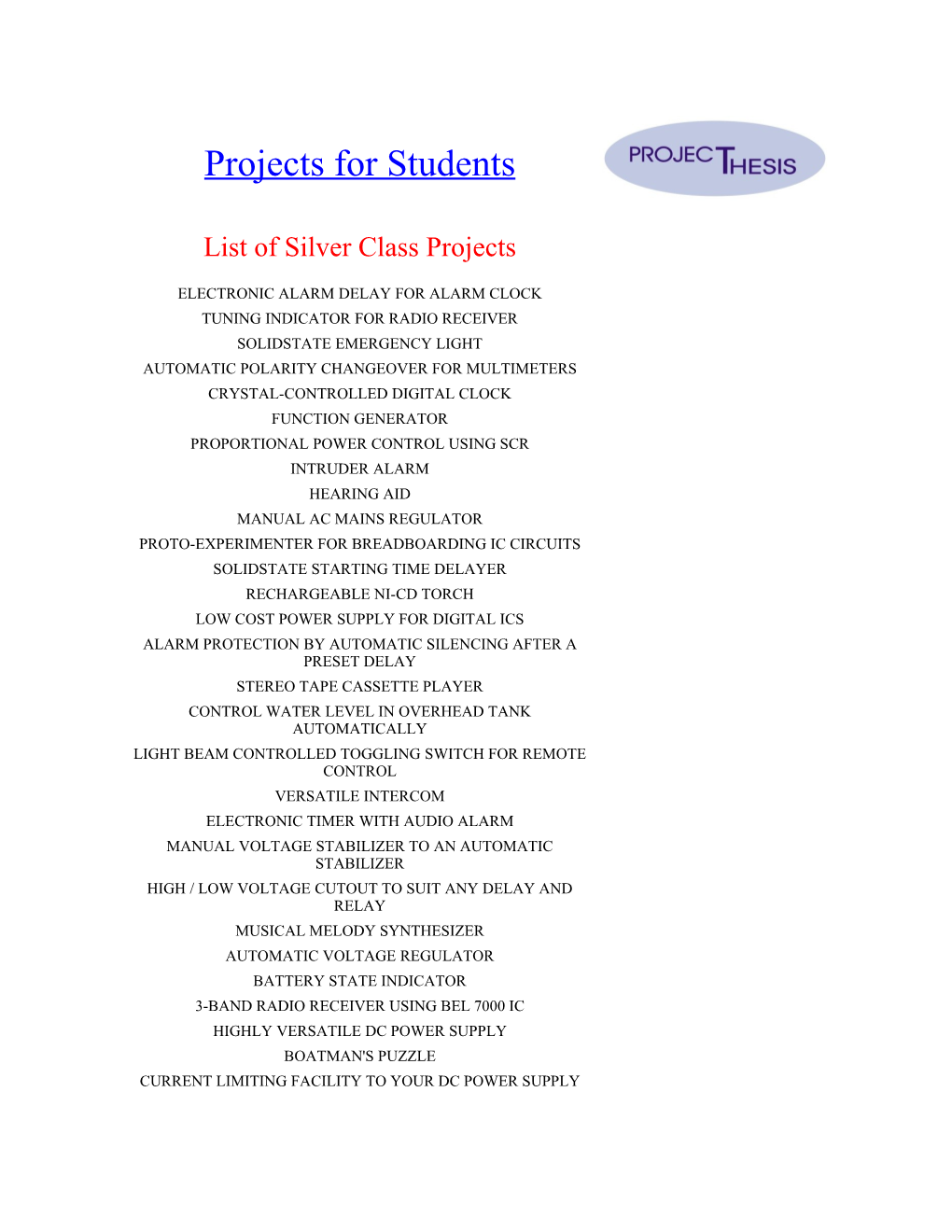 Projects for Students