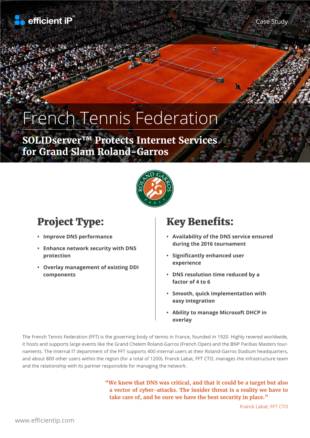 French Tennis Federation Solidserver Protects