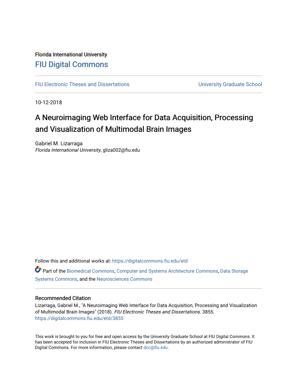 A Neuroimaging Web Interface for Data Acquisition, Processing and Visualization of Multimodal Brain Images