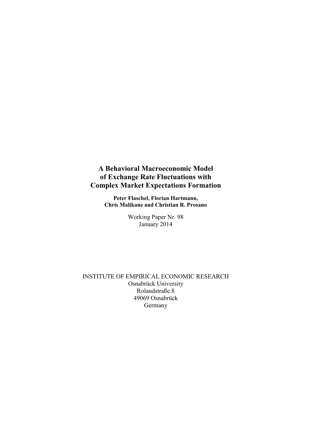 A Behavioral Macroeconomic Model of Exchange Rate Fluctuations with Complex Market Expectations Formation