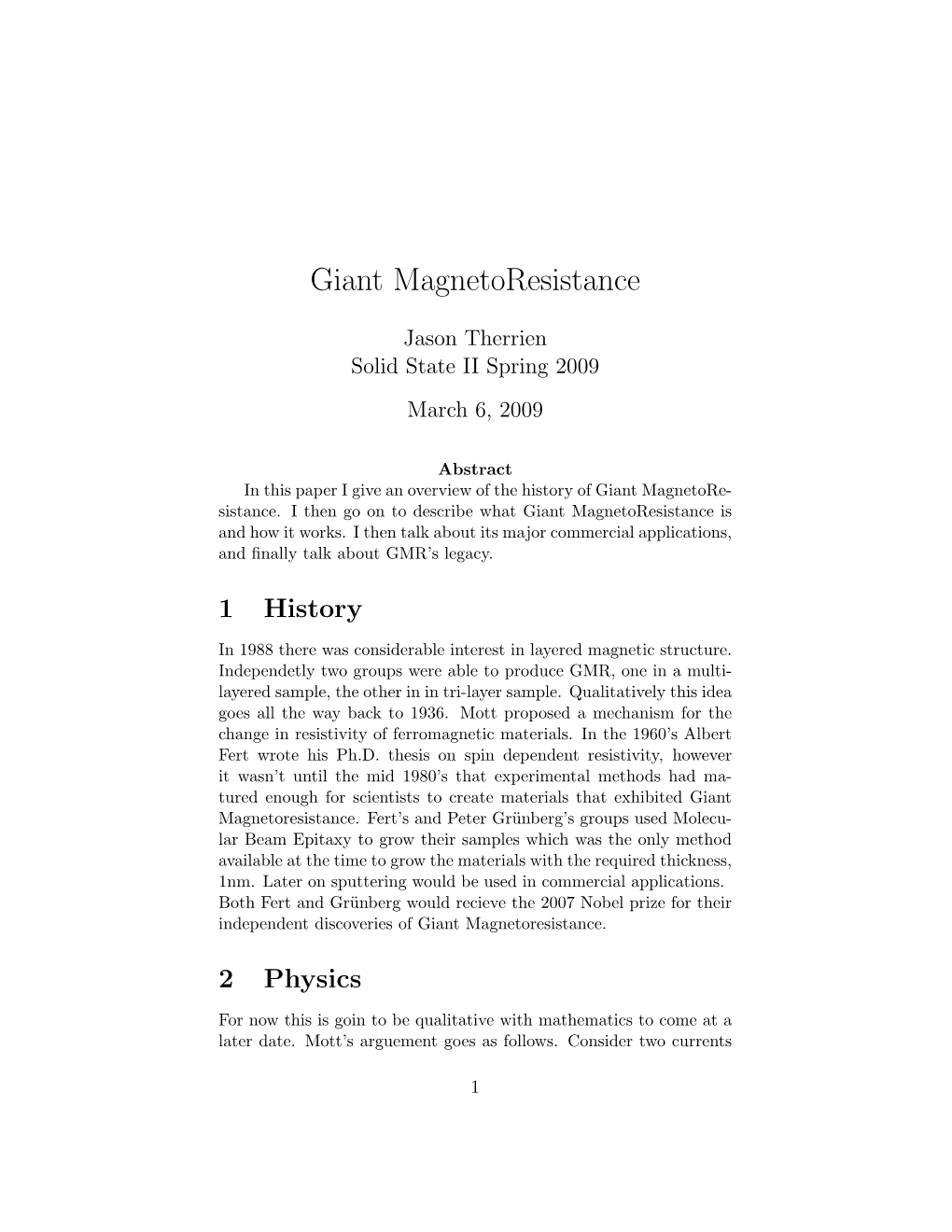 Giant Magnetoresistance