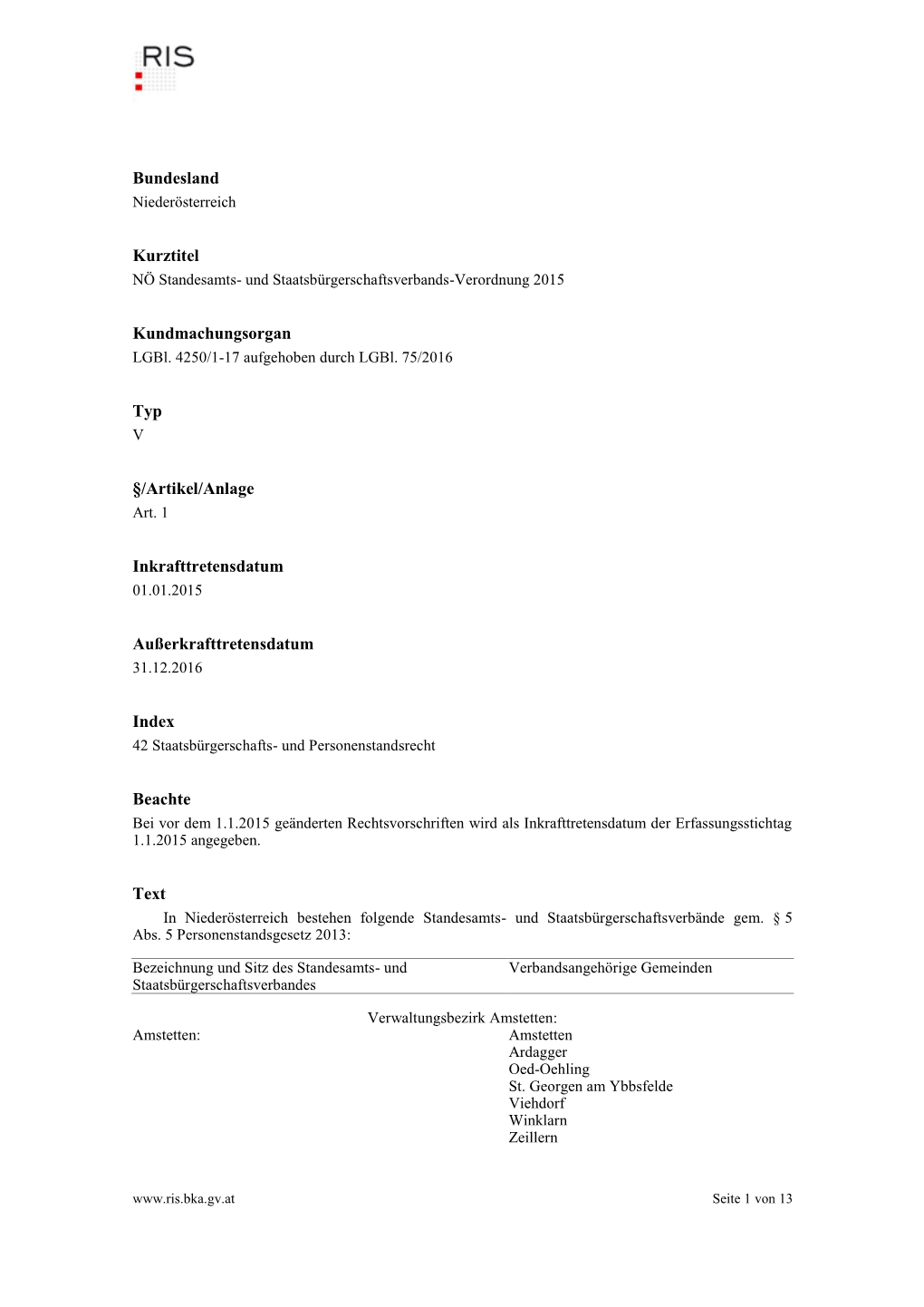 Bundesland Kurztitel Kundmachungsorgan Typ §/Artikel