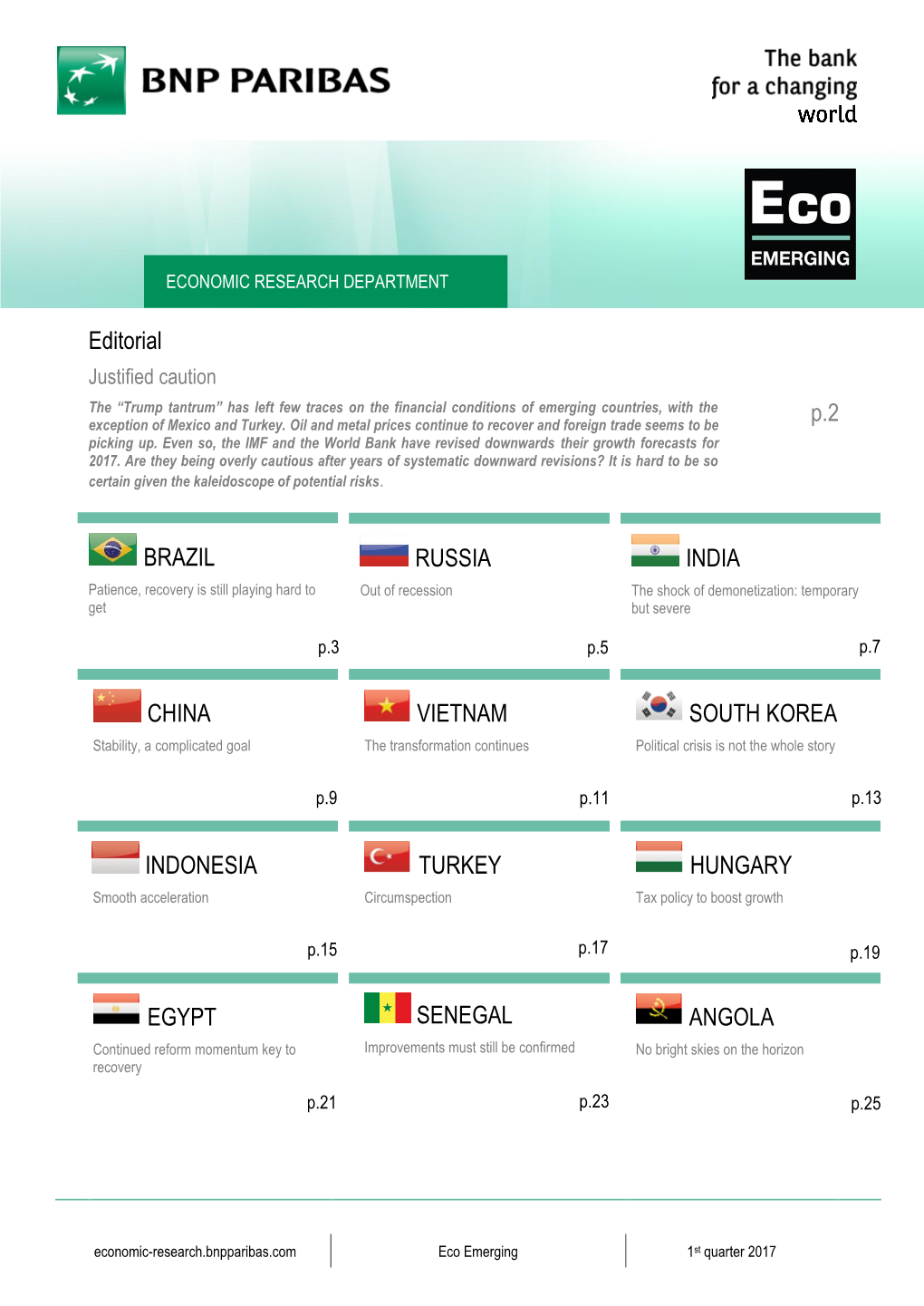 Editorial P.2 BRAZIL RUSSIA INDIA CHINA VIETNAM SOUTH KOREA INDONESIA TURKEY HUNGARY EGYPT SENEGAL ANGOLA