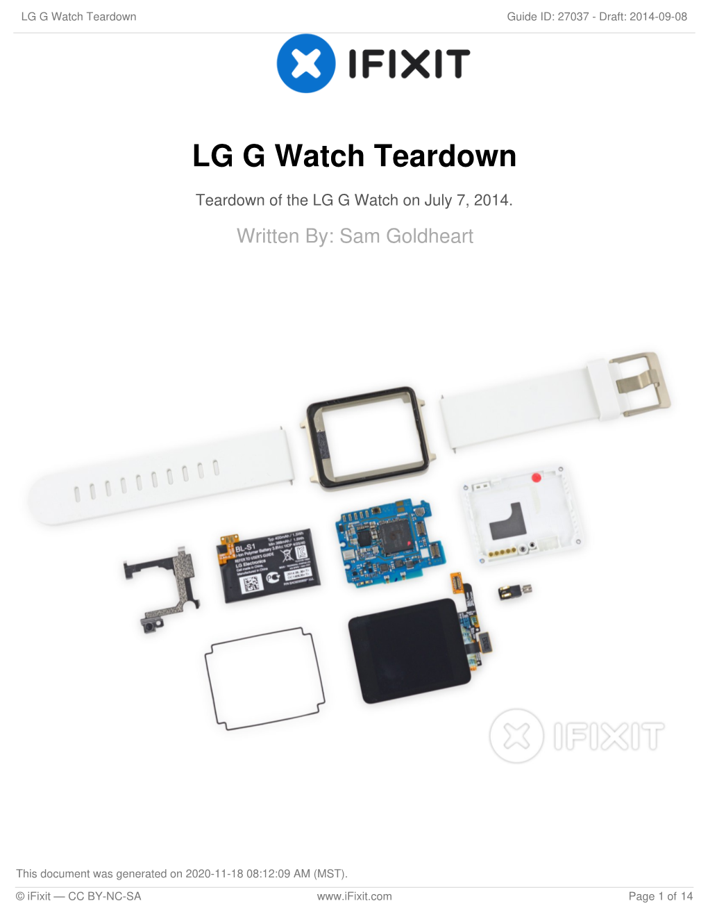 LG G Watch Teardown Guide ID: 27037 - Draft: 2014-09-08