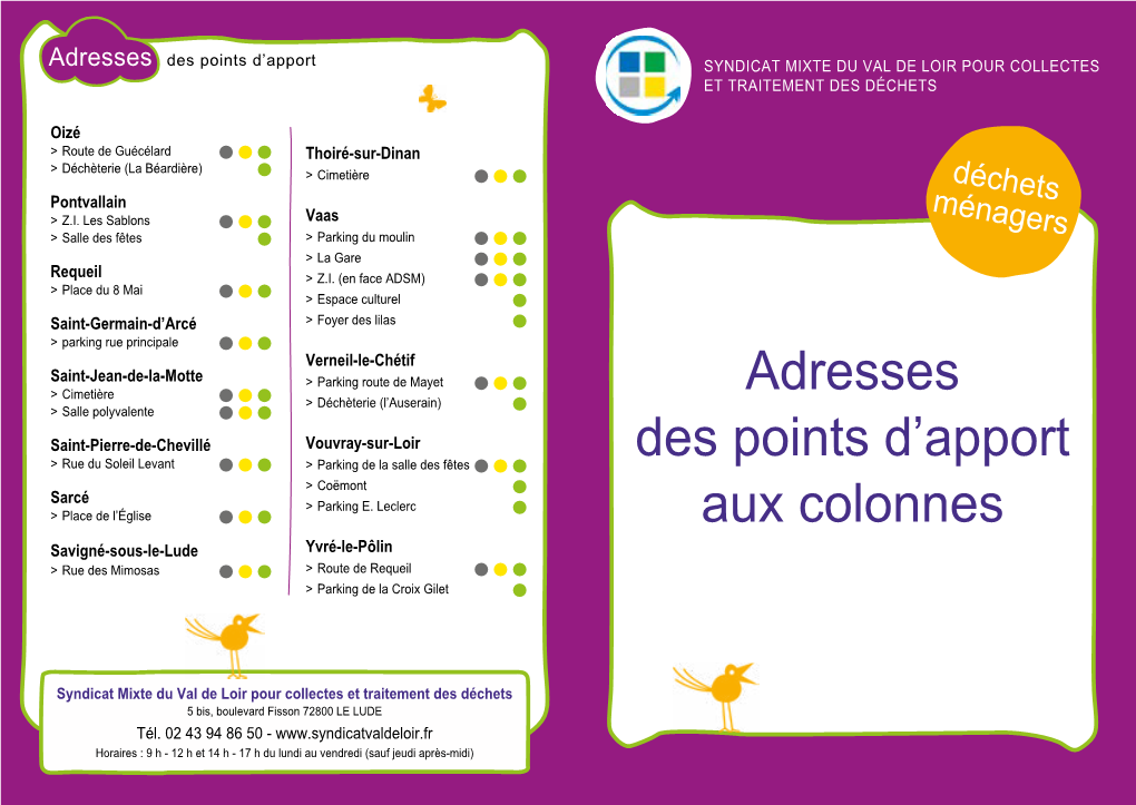 Adresses Des Points D'apport Aux Colonnes