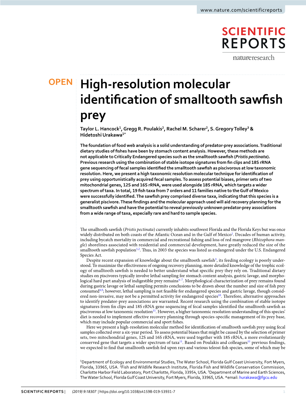 High-Resolution Molecular Identification of Smalltooth Sawfish