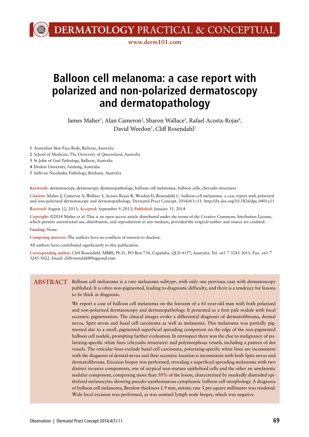 Balloon Cell Melanoma: a Case Report with Polarized and Non-Polarized Dermatoscopy and Dermatopathology