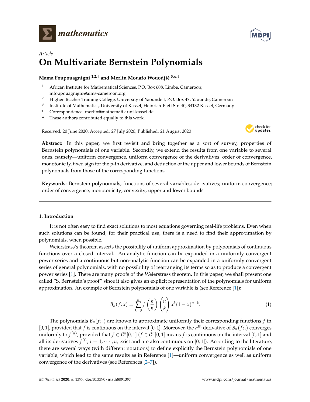 On Multivariate Bernstein Polynomials