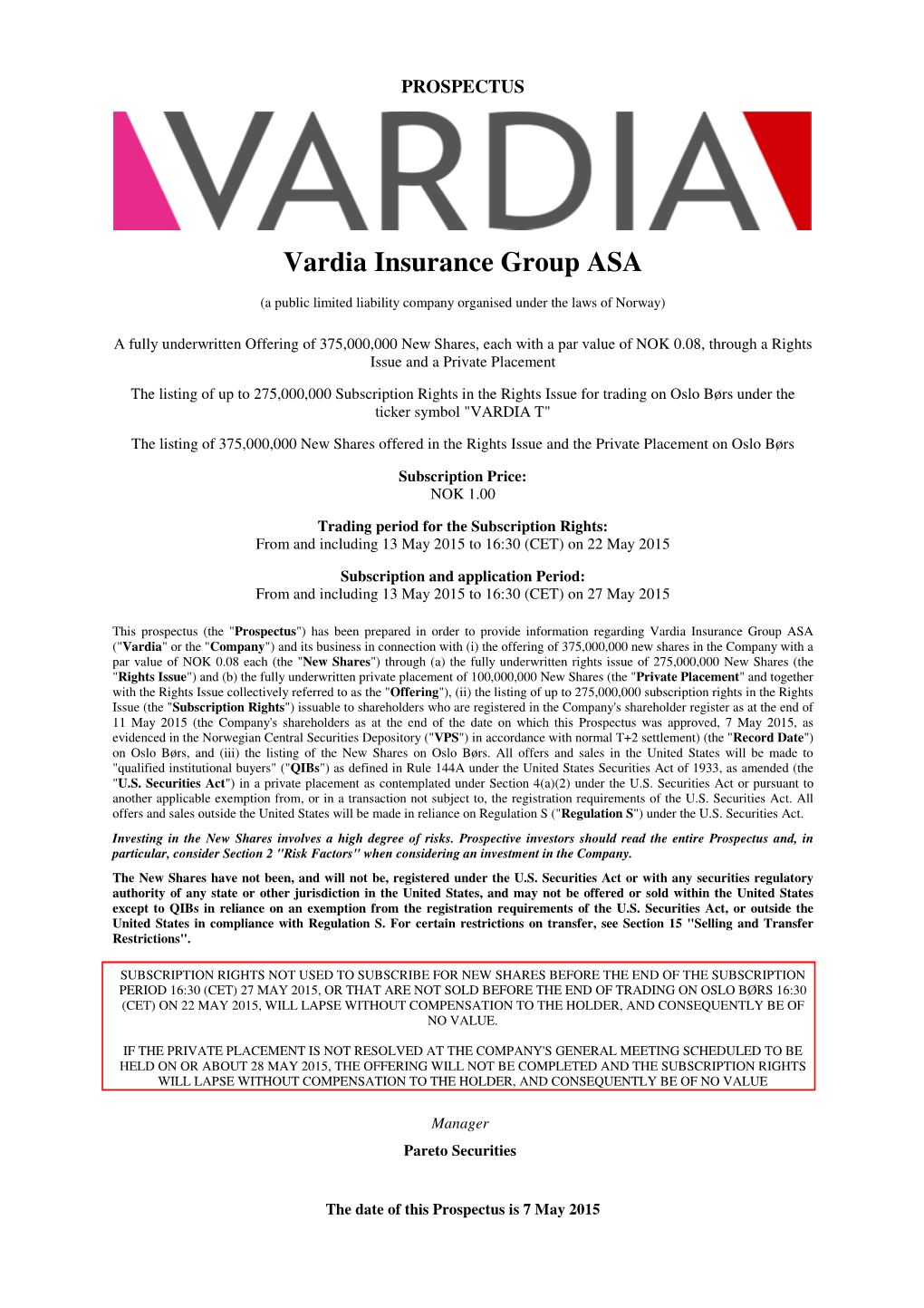 Vardia Insurance Group ASA