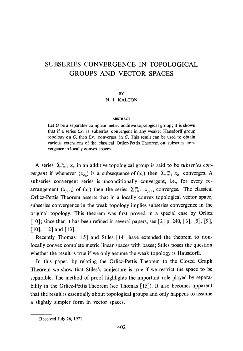 Subseries Convergence in Topological Groups and Vector Spaces