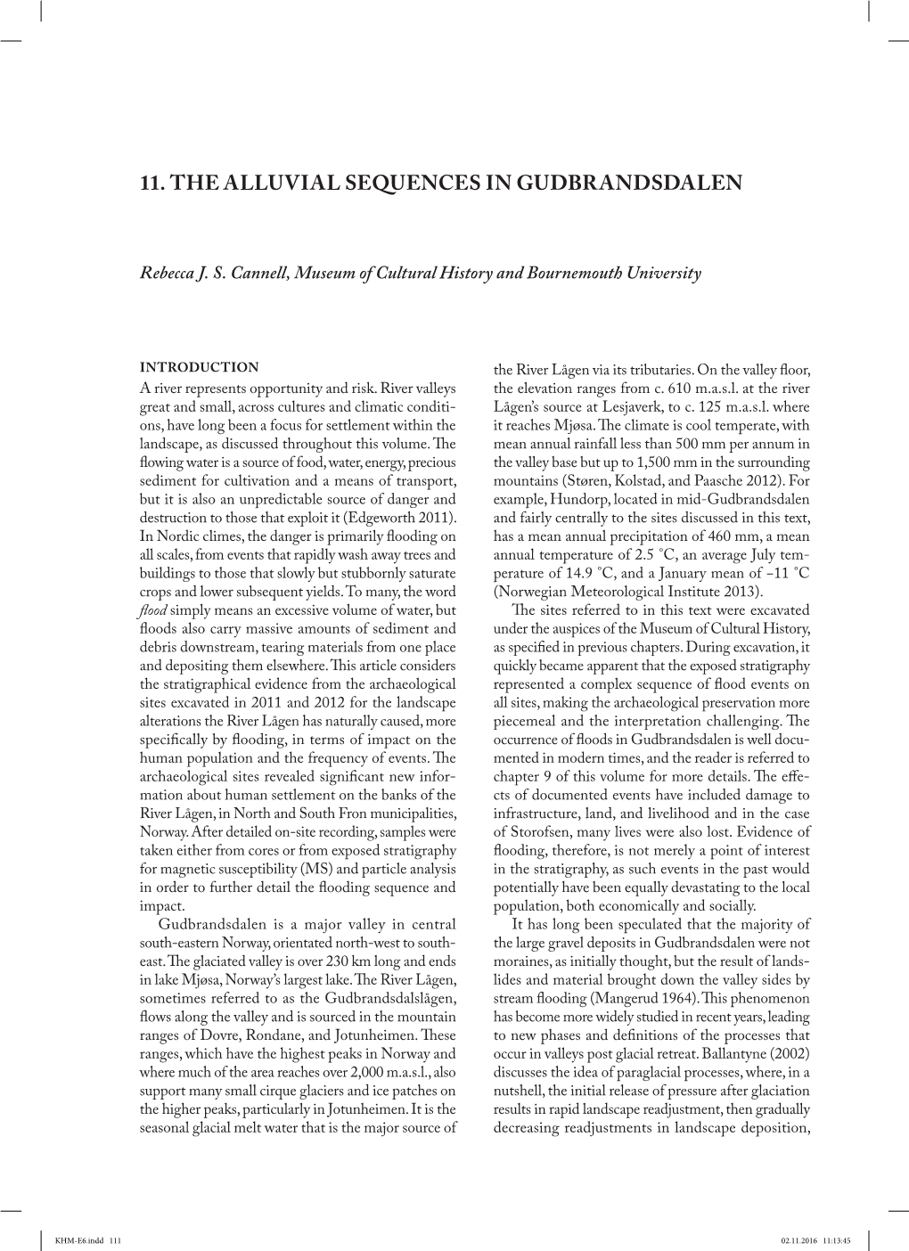 11. the Alluvial Sequences in Gudbrandsdalen