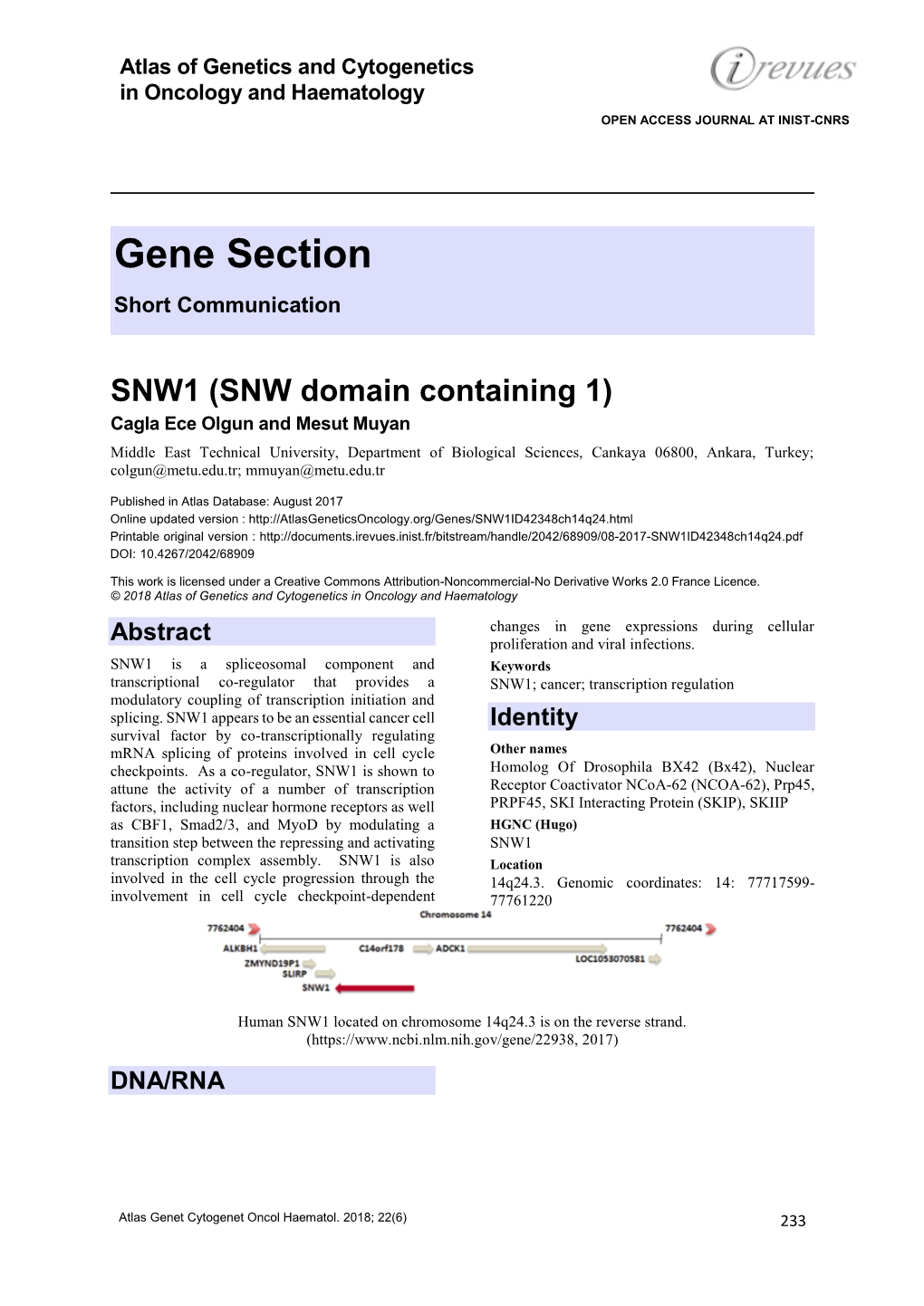 Gene Section Short Communication