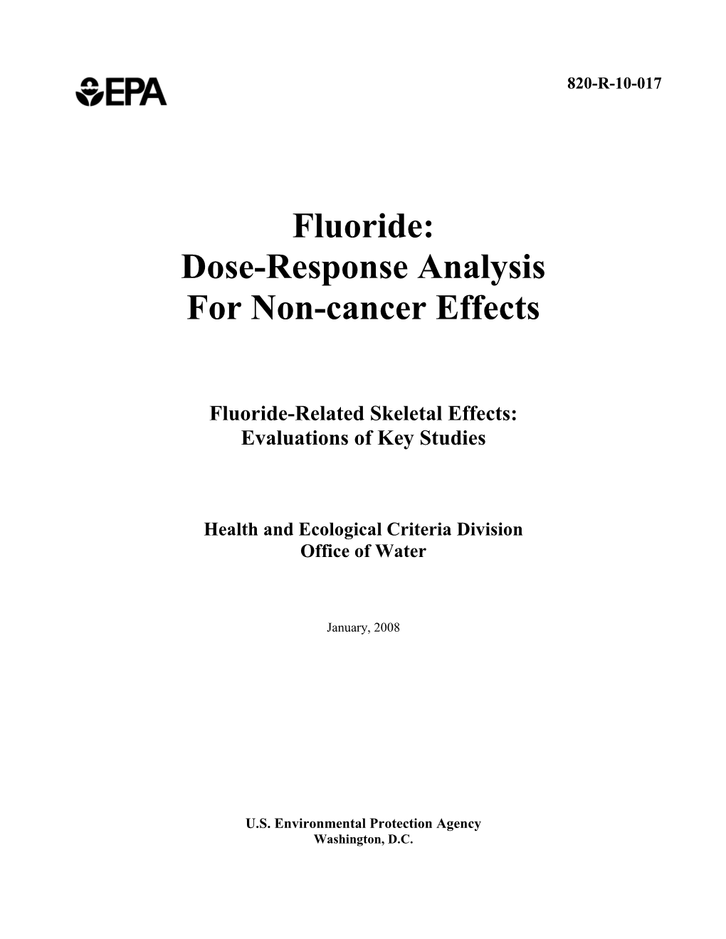 Fluoride: Dose-Response Analysis for Non-Cancer Effects
