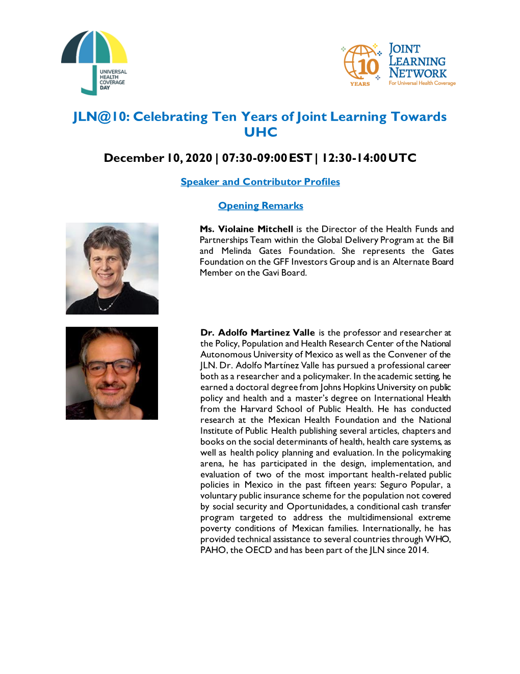 JLN@10: Celebrating Ten Years of Joint Learning Towards UHC