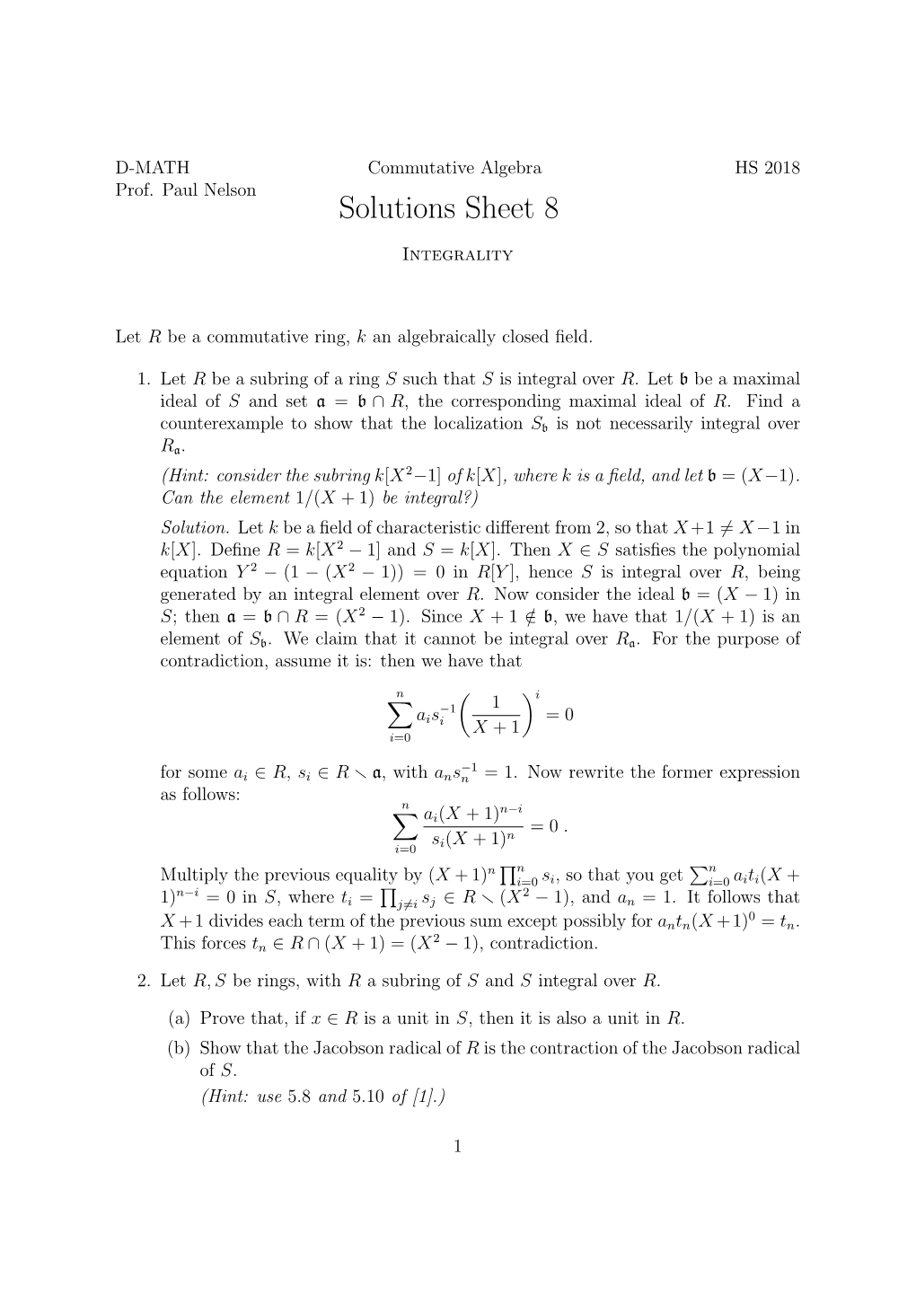 Solutions Sheet 8