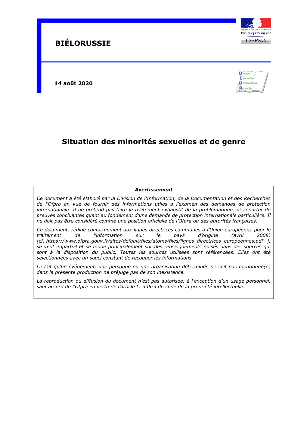 Situation Des Minorités Sexuelles Et De Genre BIÉLORUSSIE