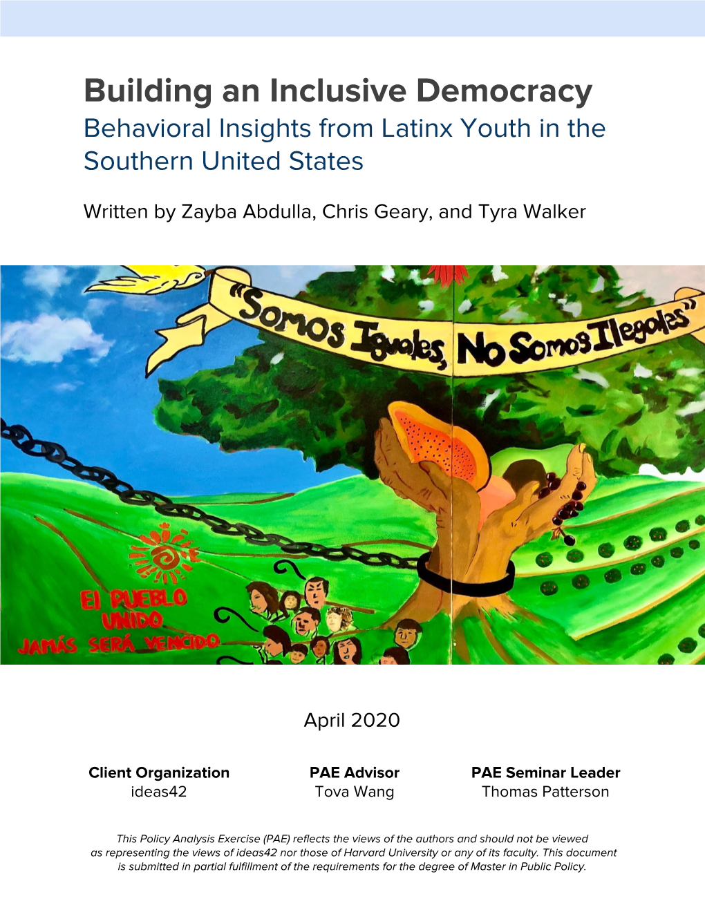 Building an Inclusive Democracy Behavioral Insights from Latinx Youth in the Southern United States