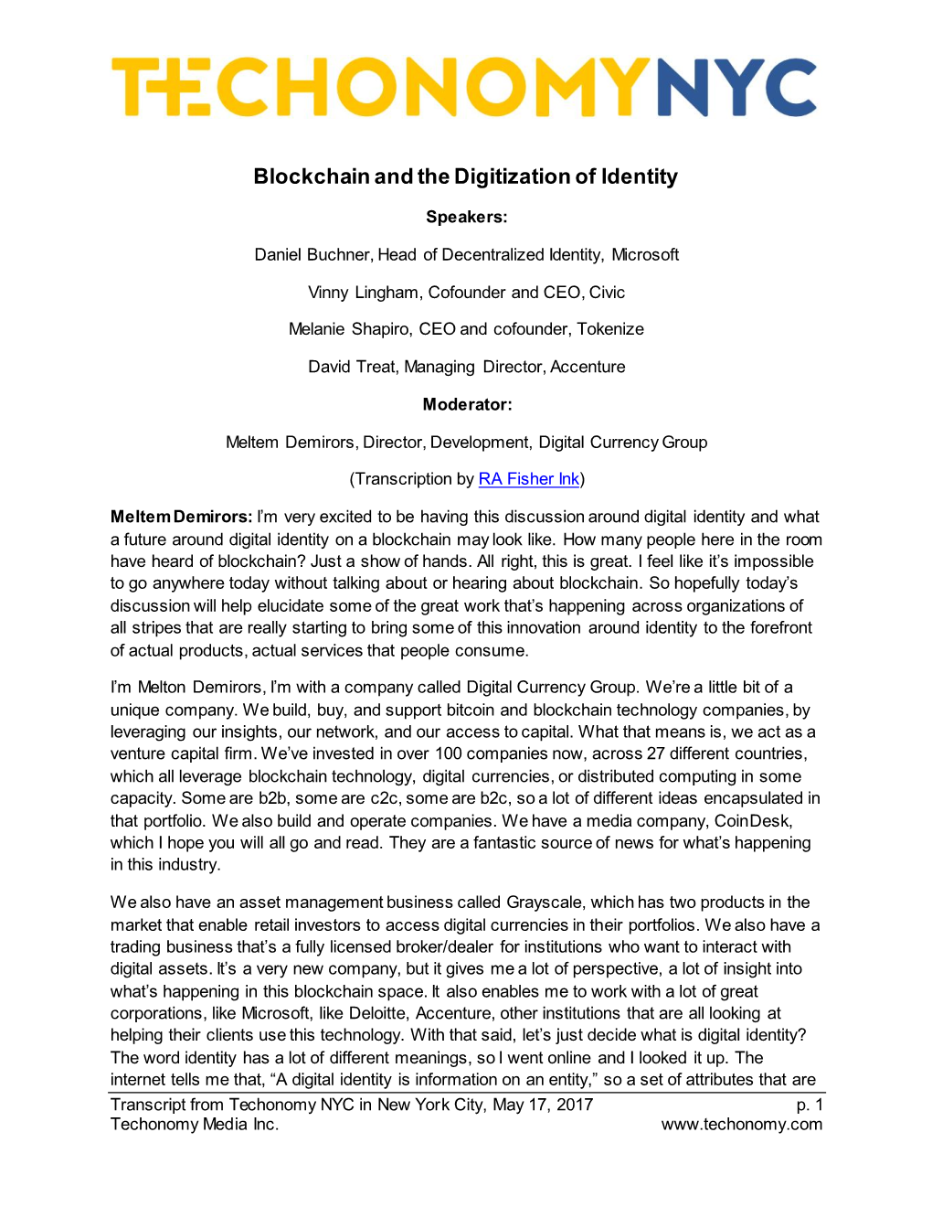 Blockchain and the Digitization of Identity