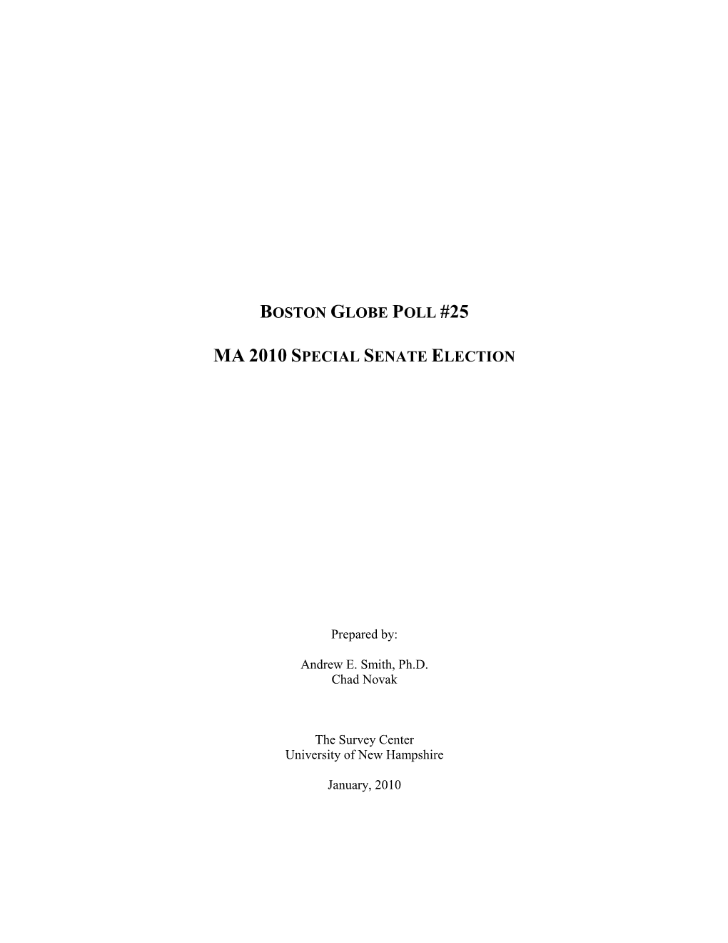 Boston Globe Poll #25 Ma 2010 Special Senate Election