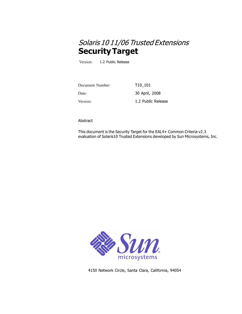 Solaris 10 11/06 Trusted Extensions Security Target