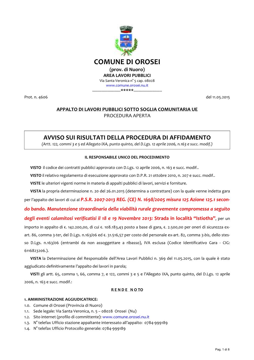 COMUNE DI OROSEI (Prov