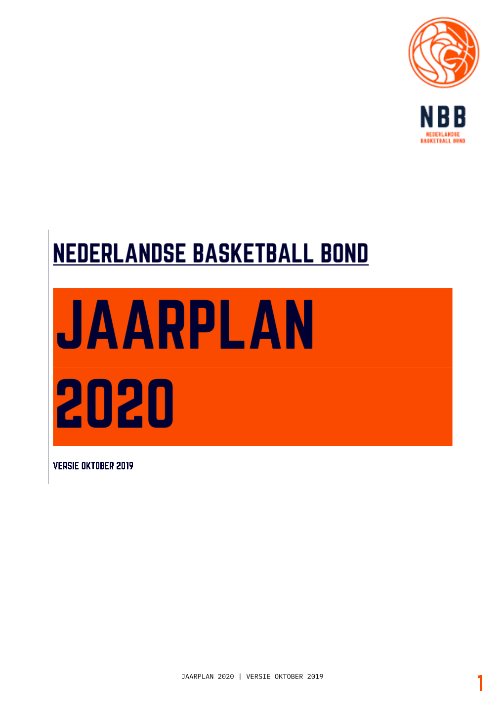 Jaarplan 2020 | Versie Oktober 2019