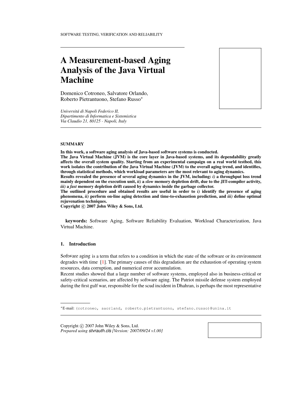 A Measurement-Based Aging Analysis of the Java Virtual Machine