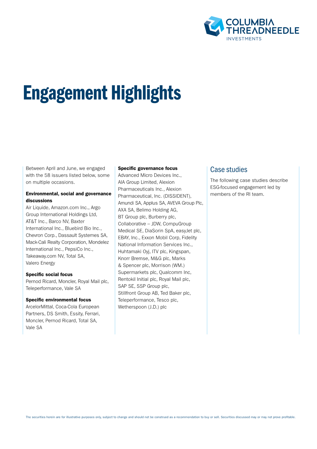 Engagement Highlights