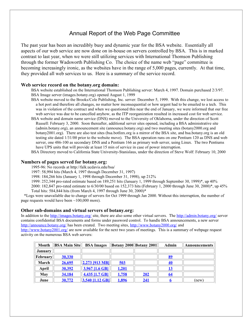 Annual Report for the Developmental and Structural Section