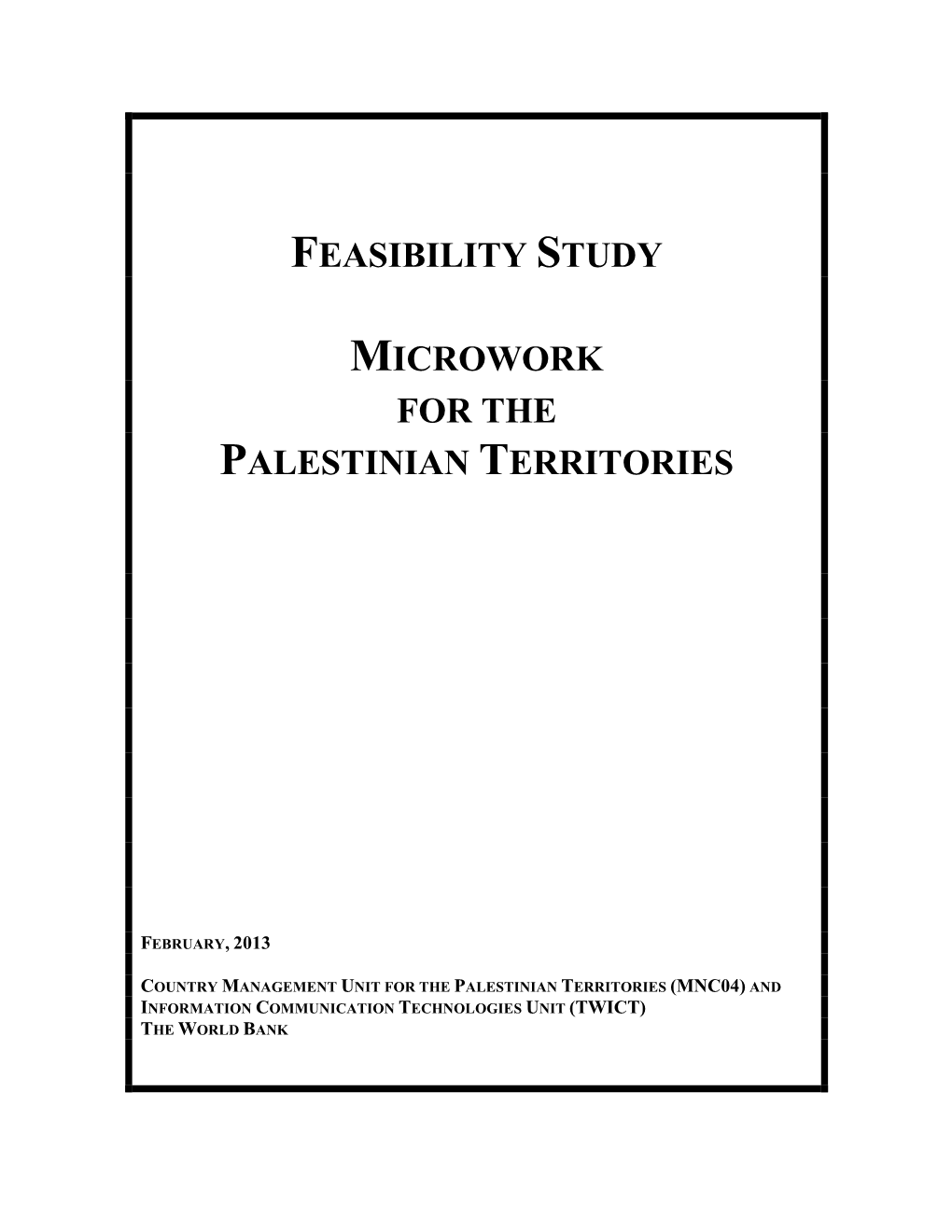 Feasibility Study Microwork for the Palestinian Territories