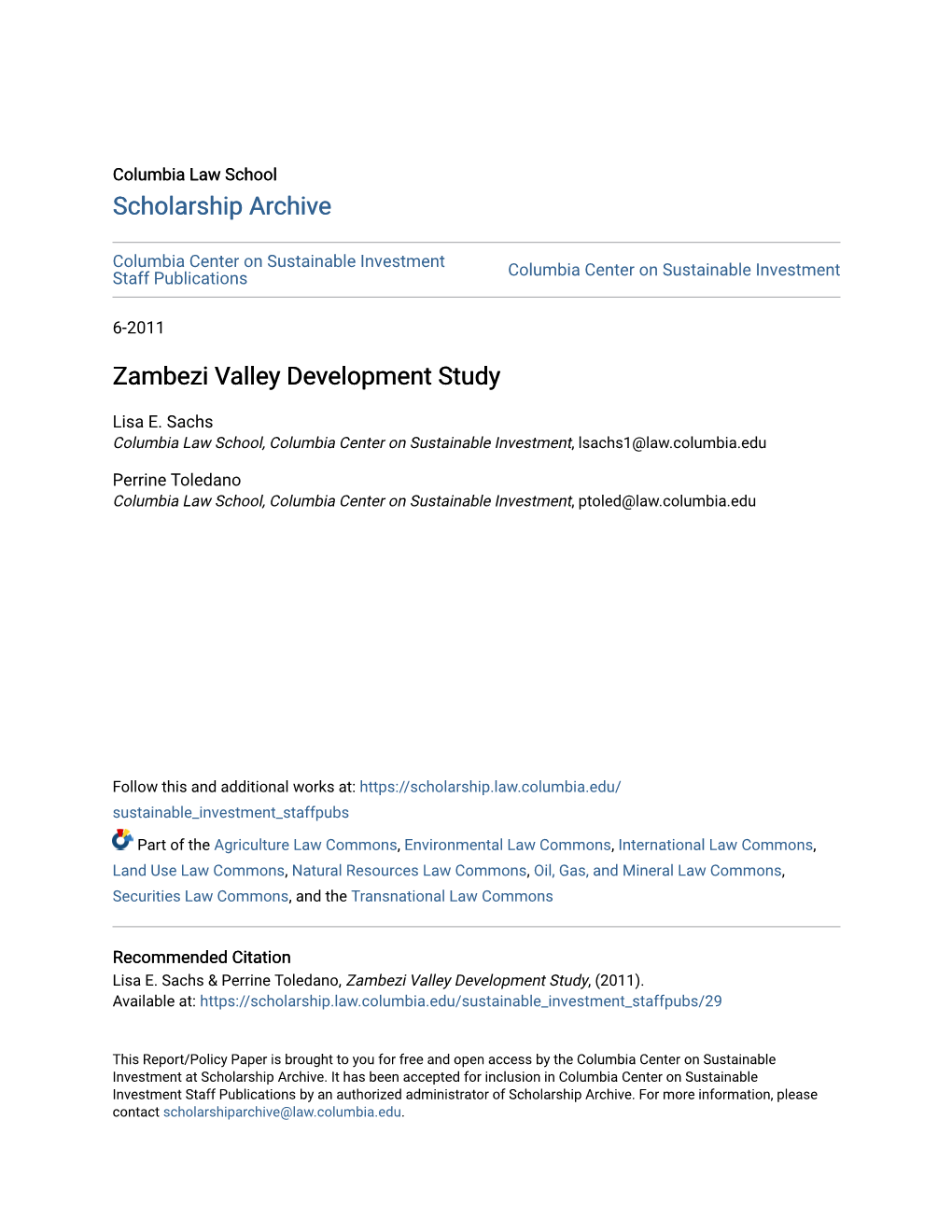 Zambezi Valley Development Study