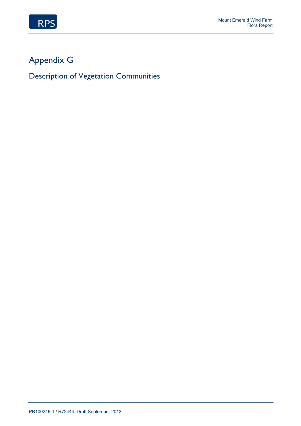 Appendix G Description of Vegetation Communities