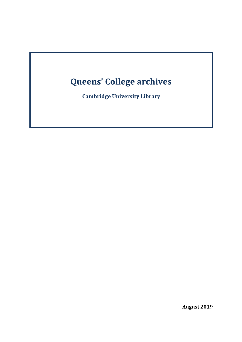 Queens' College Archives