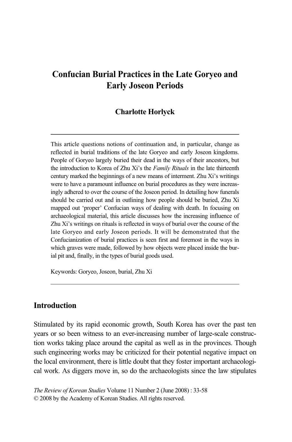 Confucian Burial Practices in the Late Goryeo and Early Joseon Periods