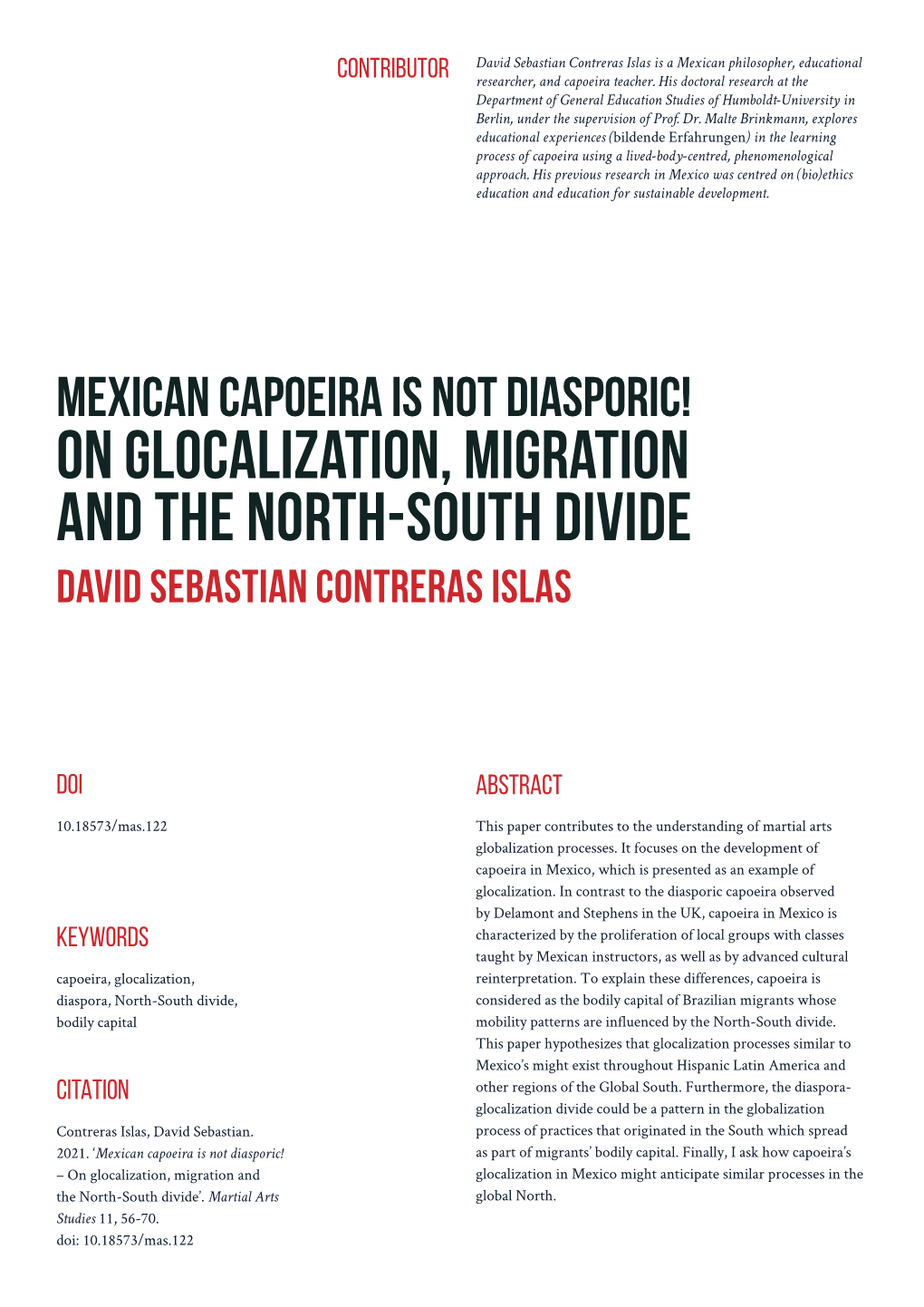 On Glocalization, Migration and the North-South Divide David Sebastian Contreras Islas