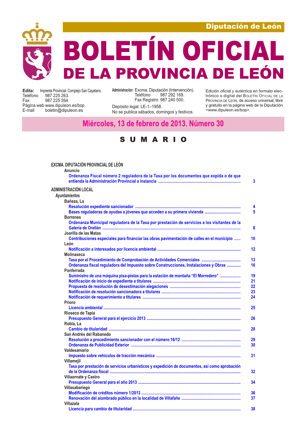 Boletín Oficial De La Provincia De León