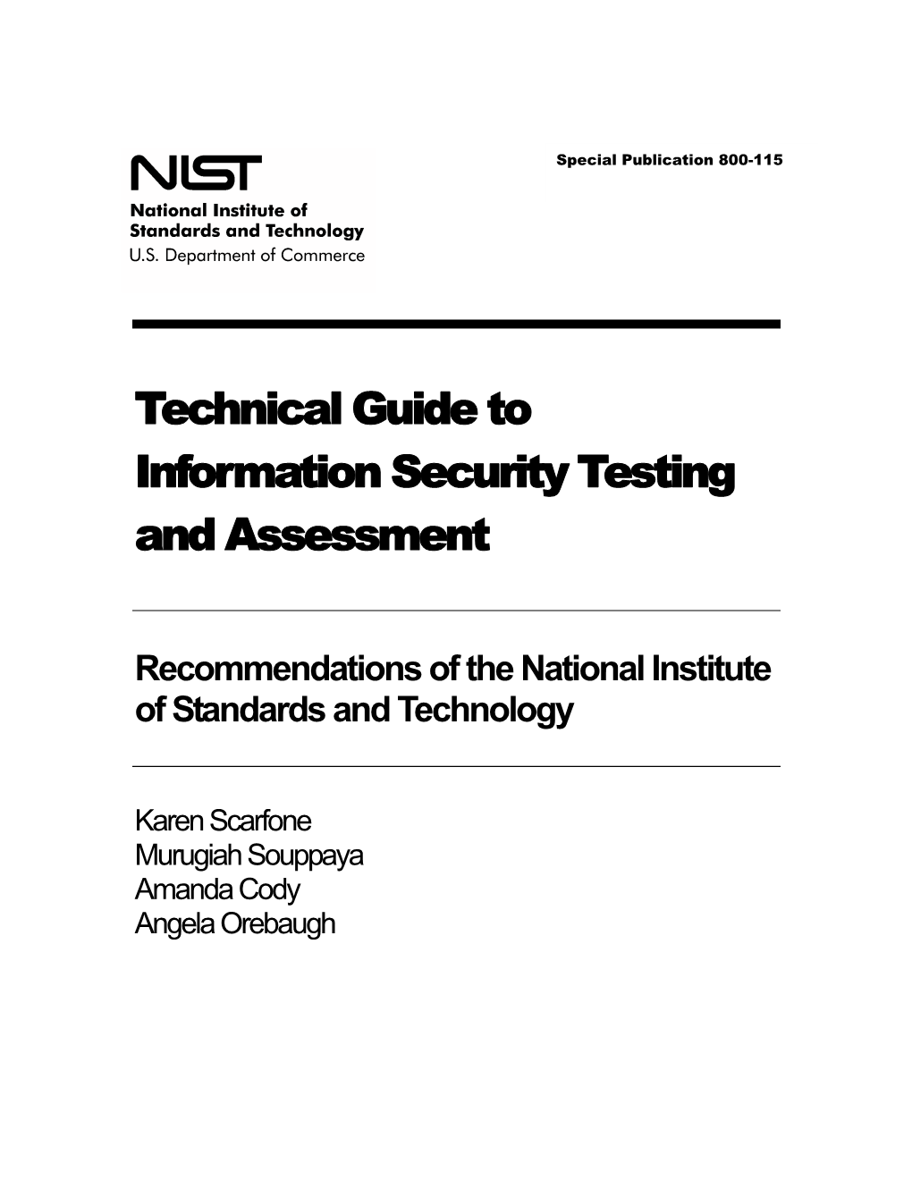 Technical Guide to Information Security Testing and Assessment