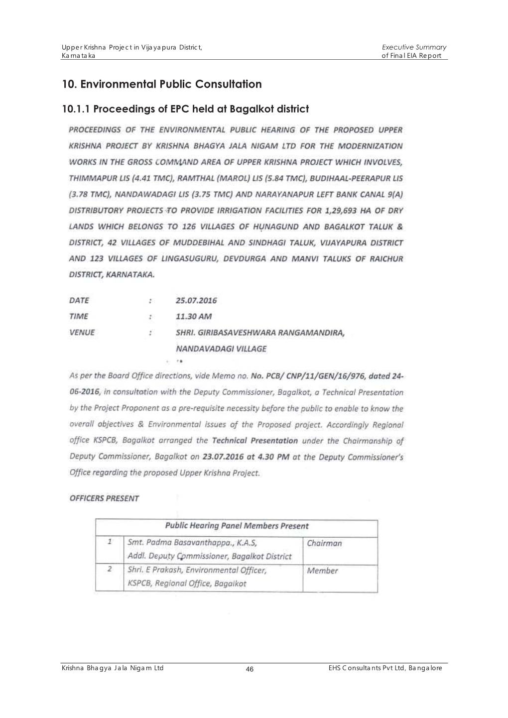 10. Environmental Public Consultation