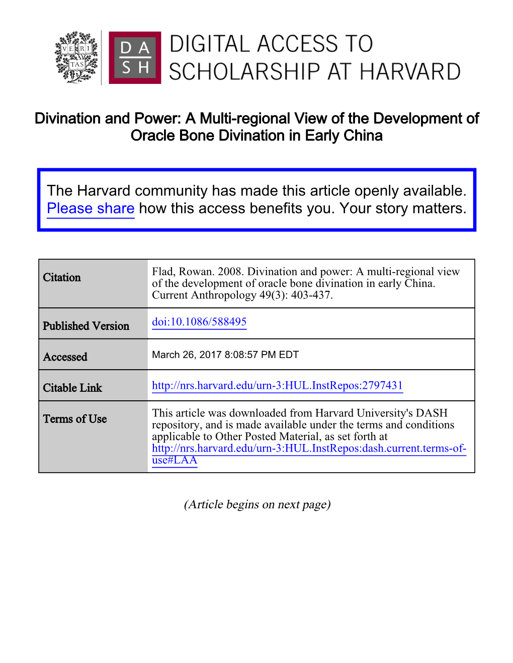 A Multi-Regional View of the Development of Oracle Bone Divination in Early China