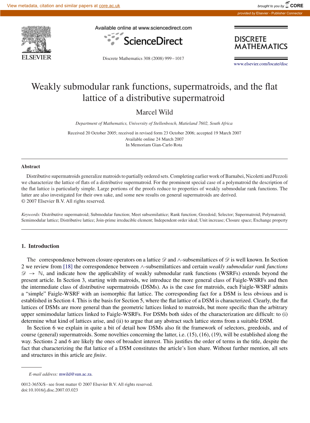 Weakly Submodular Rank Functions, Supermatroids, and the Flat Lattice Of