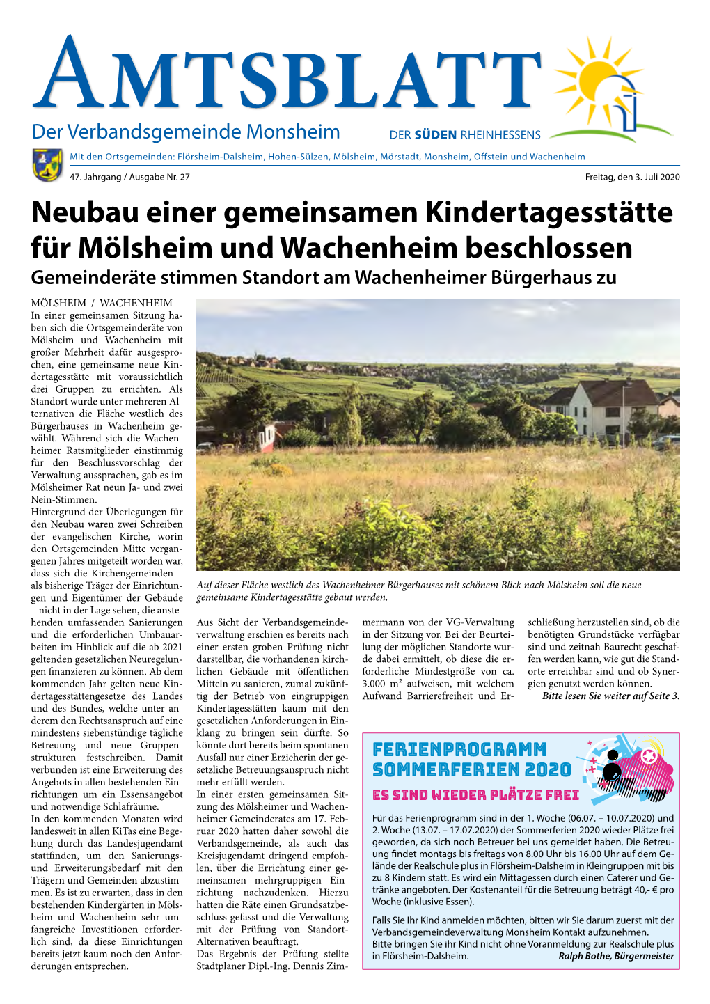 Neubau Einer Gemeinsamen Kindertagesstätte Für Mölsheim Und