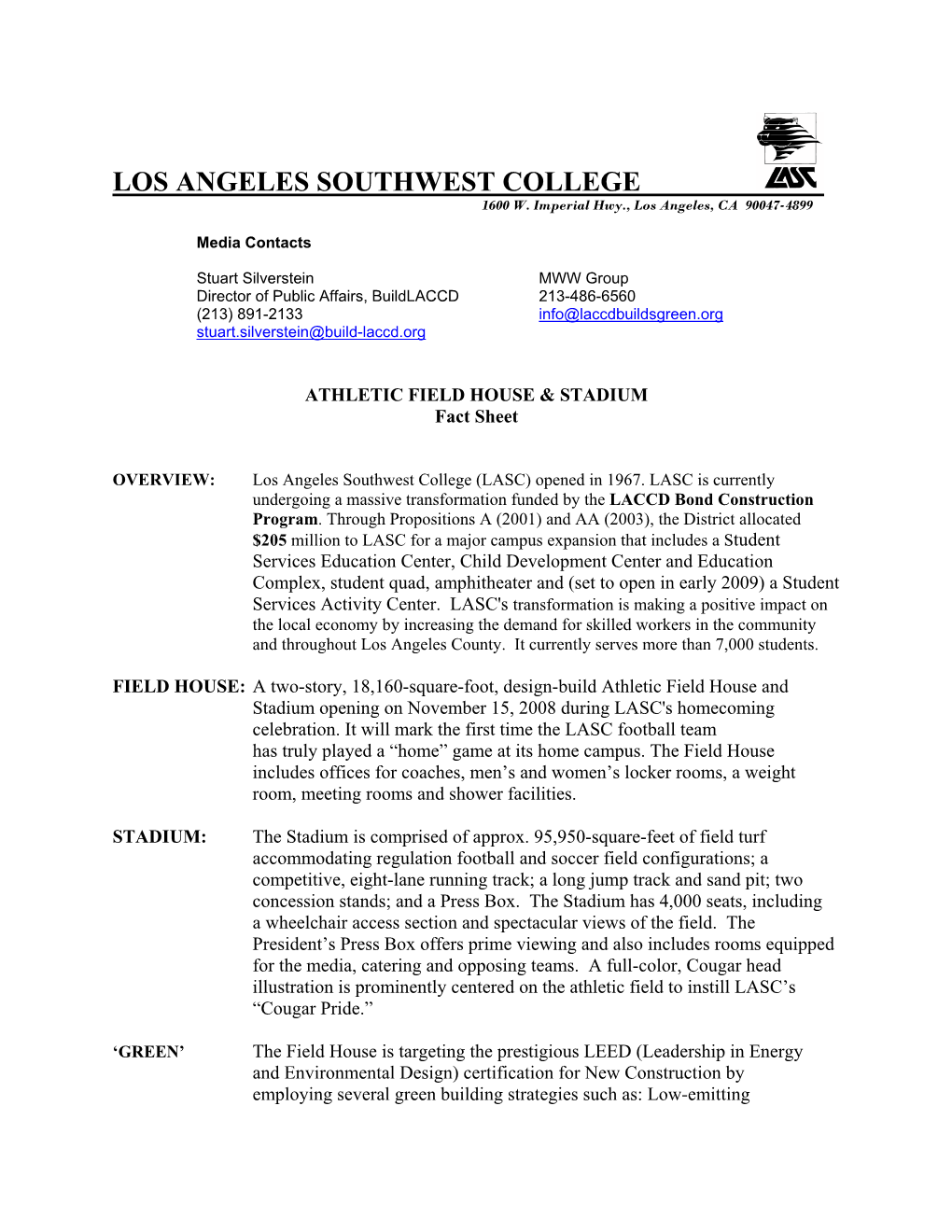 Los Angeles Southwest College 1600 W