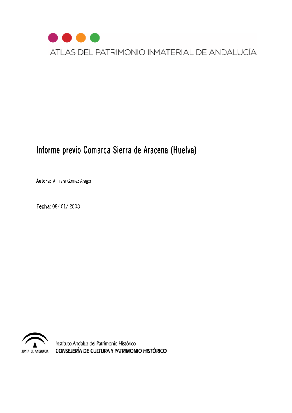 Informe Previo Comarca Sierra De Aracena (Huelva)
