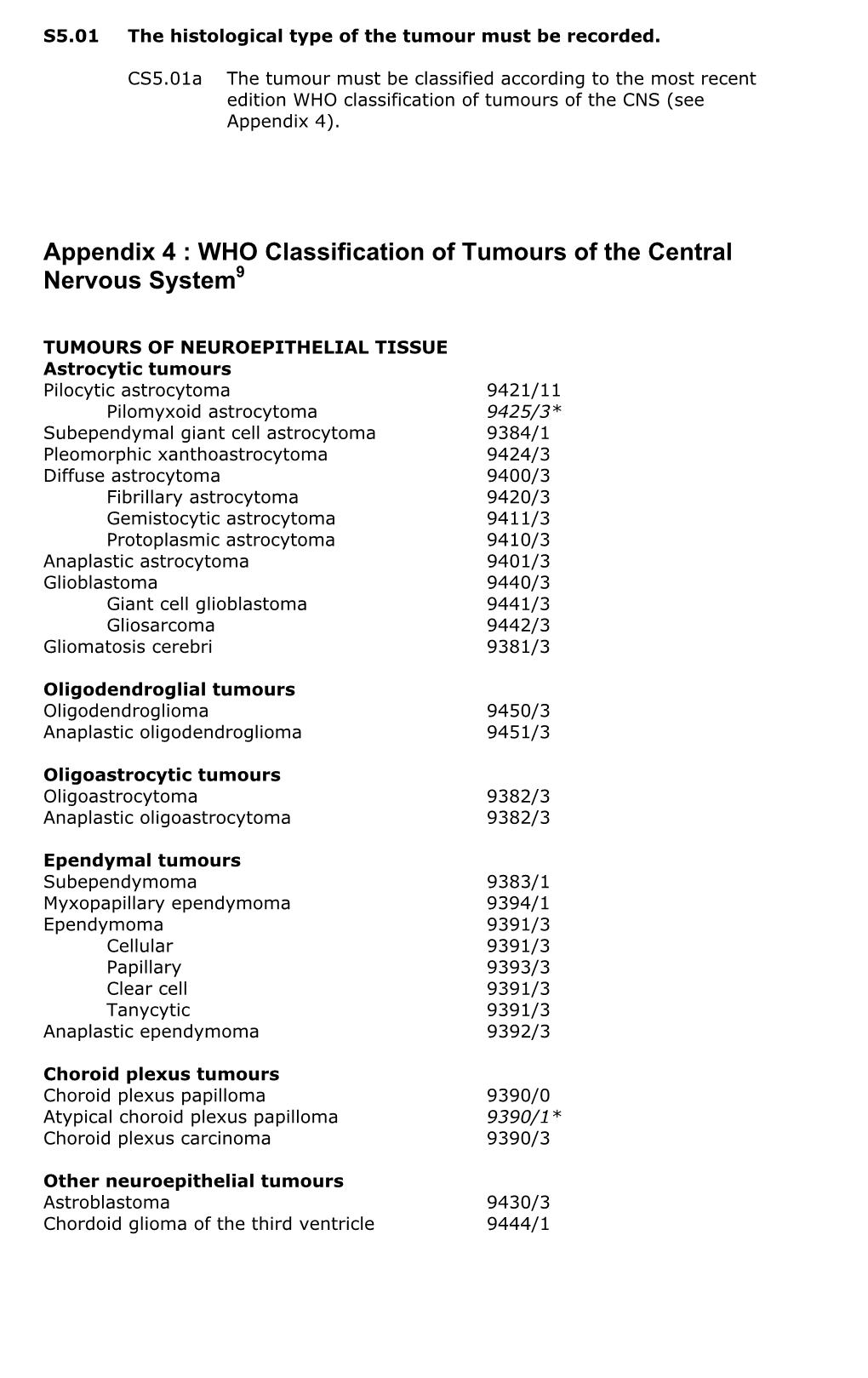 WHO Classification of Tumours of the Central Nervous System9