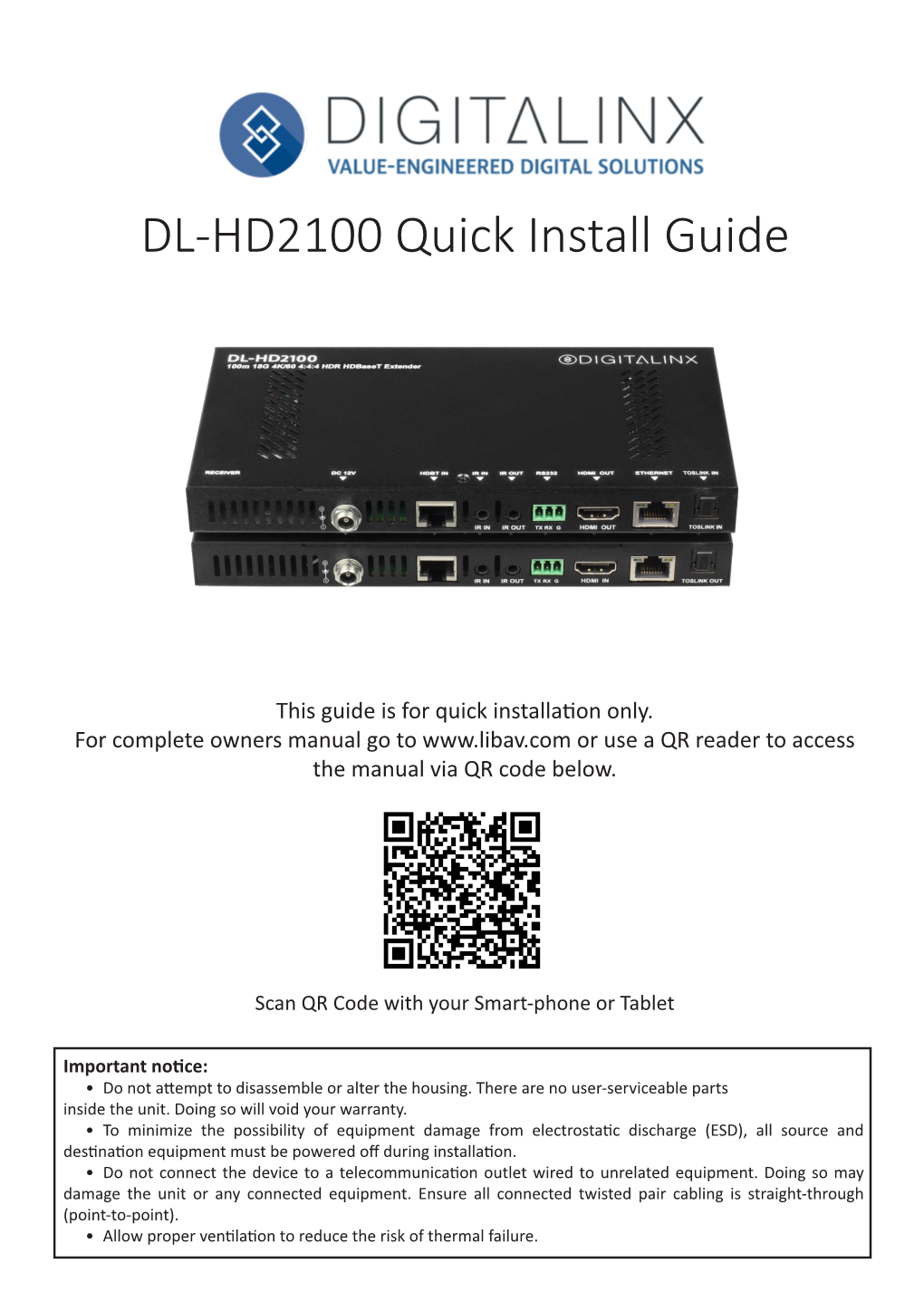 DL-HD2100 Quick Install Guide