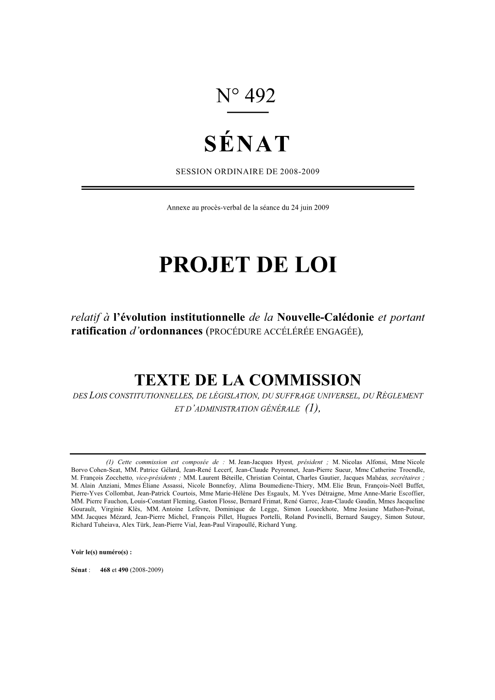 Sénat Projet De