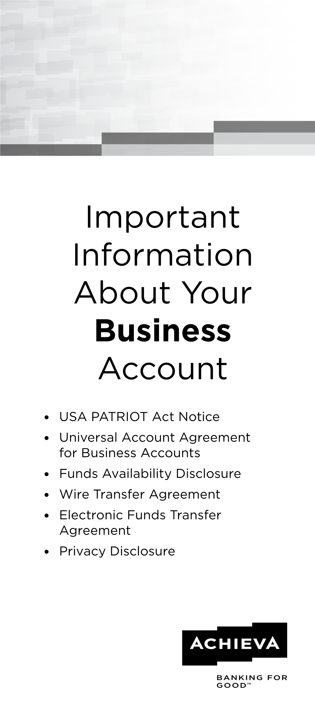 Important Information About Your Business Account