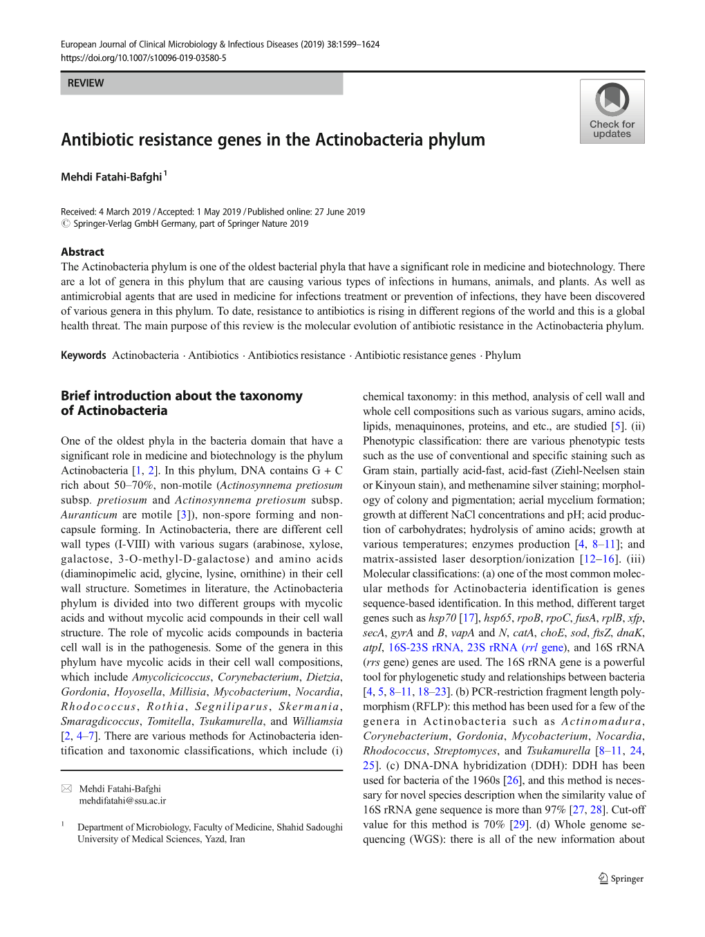 Antibiotic Resistance Genes in the Actinobacteria Phylum